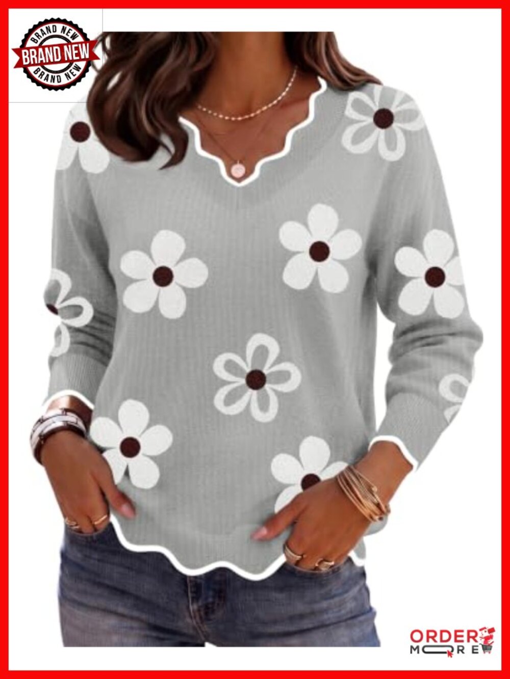 Womens V Neck Sweater Long Sleeve Lightweight Knit Pullover Loose Fit
